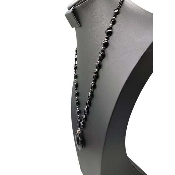 Danbury Mint Sterling Black Onyx Heart Pendant Necklace Beaded Gemstone 925 24" - Picture 7 of 16